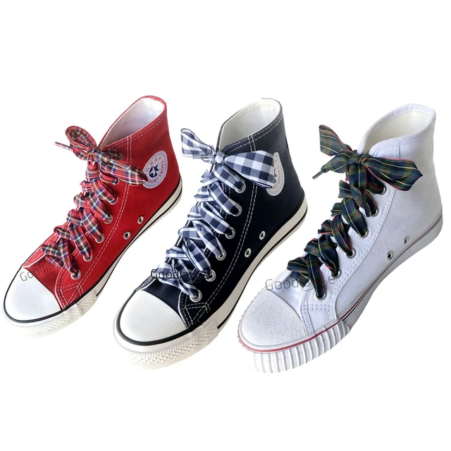 Alt view image 7 of 7 - Flat Checkered Shoelaces, Gingham Ribbon Shoe Laces No.24, 47" | Flat Plaid Shoe Laces for Women Sneakers, 1 Inch Wide, Non-Stretch Nylon, Replacement for Canvas Boots, Gift Decorative Strap