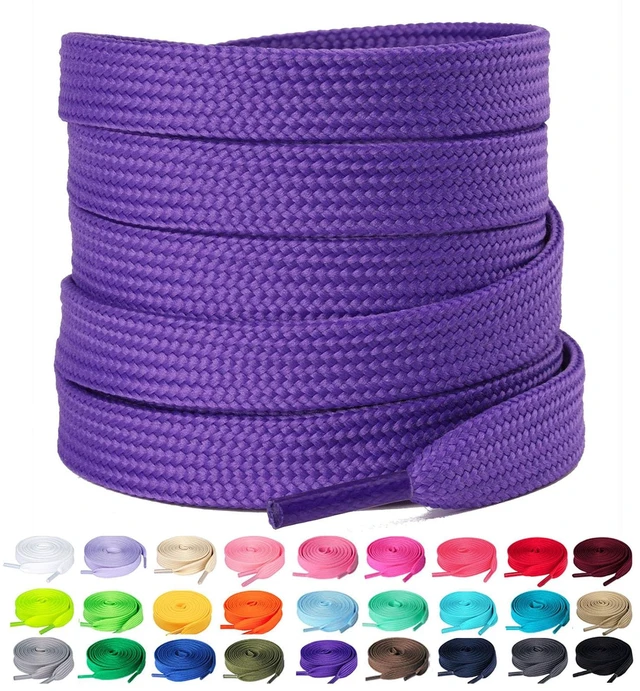 Main image of 1 Pair Flat Shoe Laces for Sneakers, 2/5" Wide Athletic Shoelaces Dark Purple 54 inch(137cm)