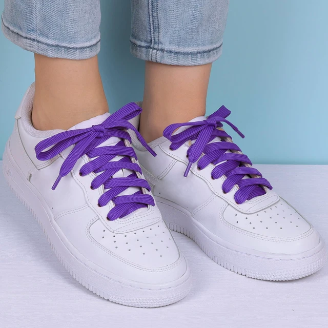 Alt view image 3 of 7 - 1 Pair Flat Shoe Laces for Sneakers, 2/5" Wide Athletic Shoelaces Dark Purple 54 inch(137cm)