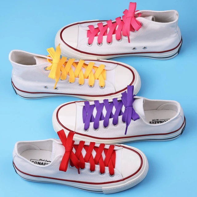 Alt view image 4 of 7 - 1 Pair Flat Shoe Laces for Sneakers, 2/5" Wide Athletic Shoelaces Dark Purple 54 inch(137cm)