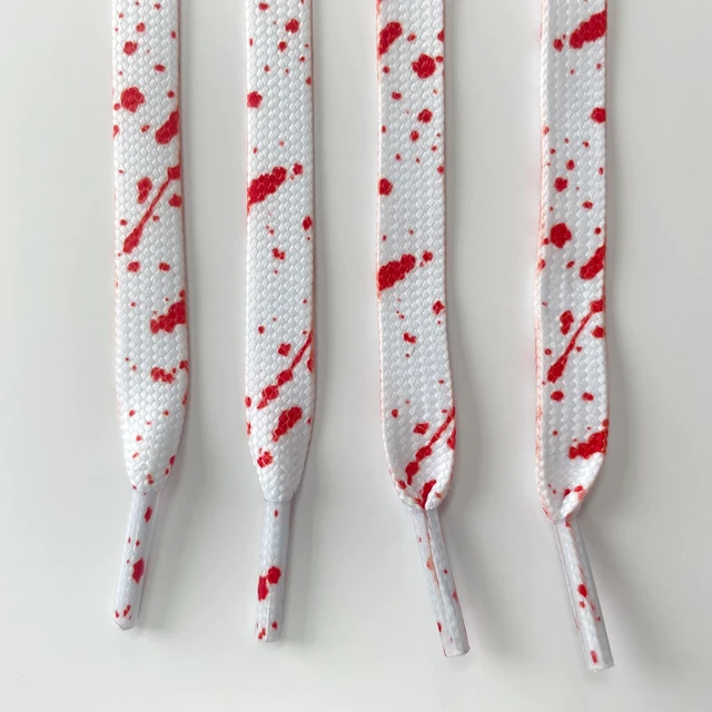 Alt view image 2 of 7 - Shoe Laces for Women and Mans,1 Pairs White Red Paint Splatter Pattern Stylish Shoe Laces for Sneakers(Red 1 Pairs, 47in/120cm)