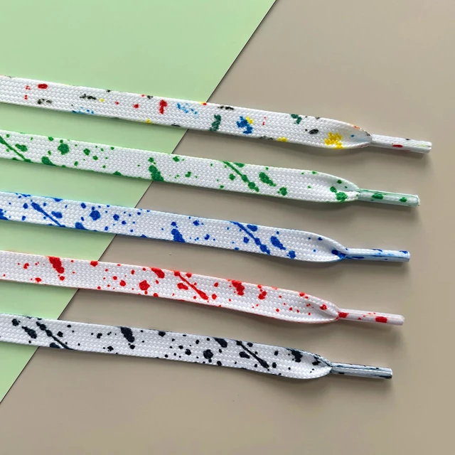 Alt view image 6 of 7 - Shoe Laces for Women and Mans,1 Pairs White Red Paint Splatter Pattern Stylish Shoe Laces for Sneakers(Red 1 Pairs, 47in/120cm)