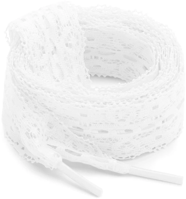 Main image of Flat Lace Fancy Shoelaces: 2 Pairs 23 Inch White Lacy Shoe Laces | 3CM Wide, Cute Sneakers Shoestrings, Soft Nylon Material, Fit for Tennis Shoes/High Tops/Boots