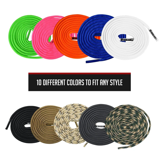 Alt view image 5 of 7 - Paracord 550 Laces Type III, Heavy-Duty, Universal Boot & Shoe Laces, Stretchable Nylon, 550-Pound Breaking Strength, Midnight Black, 9/64 Inch (3.5mm) Tip Diameter, 45-Inch, 1-Pair