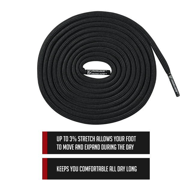 Alt view image 6 of 7 - Paracord 550 Laces Type III, Heavy-Duty, Universal Boot & Shoe Laces, Stretchable Nylon, 550-Pound Breaking Strength, Midnight Black, 9/64 Inch (3.5mm) Tip Diameter, 45-Inch, 1-Pair