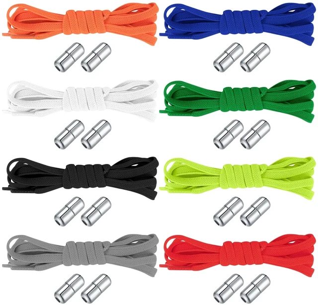 Main image of 8 Pairs No Tie Shoe Laces, Elastic Shoe Laces Tieless,agujetas elasticas | elastic laces for shoes,Shoelace Replacement Shoe Laces No Tie with Metal Capsule Lock Shoelaces for Adults Elderly Sneakers