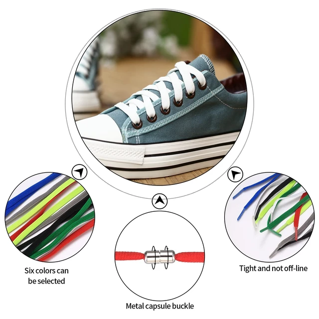 Alt view image 3 of 6 - 8 Pairs No Tie Shoe Laces, Elastic Shoe Laces Tieless,agujetas elasticas | elastic laces for shoes,Shoelace Replacement Shoe Laces No Tie with Metal Capsule Lock Shoelaces for Adults Elderly Sneakers
