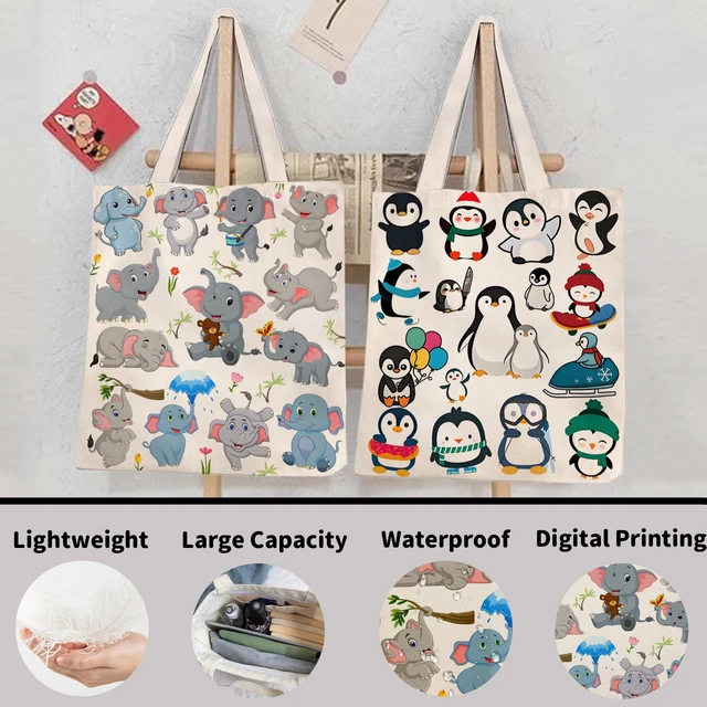 Alt view image 5 of 6 - Elephant Tote Bag, Canvas Reusable | Gift/Shopping/Beach/Grocery Canvas Bag - Birthday & Christmas Gift for Women
