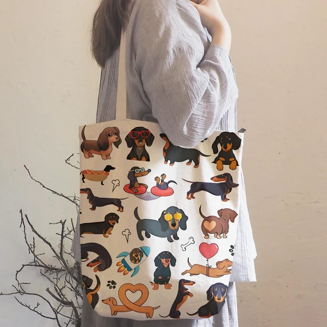 Alt view image 2 of 6 - Dachshund Tote Bag, Canvas Reusable | Gift/Shopping/Beach/Grocery Canvas Bag - Birthday & Christmas Gift for Women