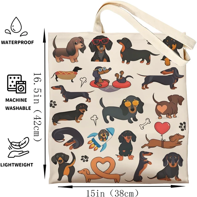 Alt view image 4 of 6 - Dachshund Tote Bag, Canvas Reusable | Gift/Shopping/Beach/Grocery Canvas Bag - Birthday & Christmas Gift for Women