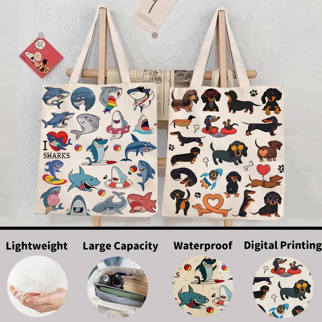 Alt view image 5 of 6 - Dachshund Tote Bag, Canvas Reusable | Gift/Shopping/Beach/Grocery Canvas Bag - Birthday & Christmas Gift for Women