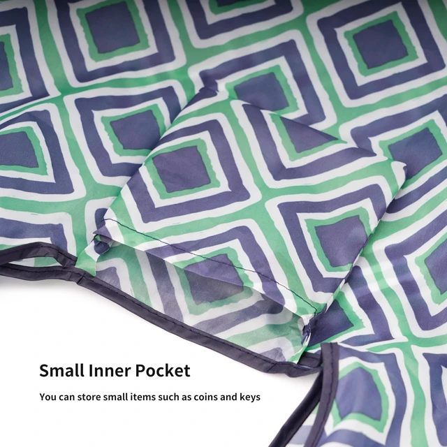 Alt view image 6 of 7 - Foldable Reusable Shopping Grocery Bags, Lightweight, Washable, Cute Packable Polyester Tote Bag (2, Diamond Grid)