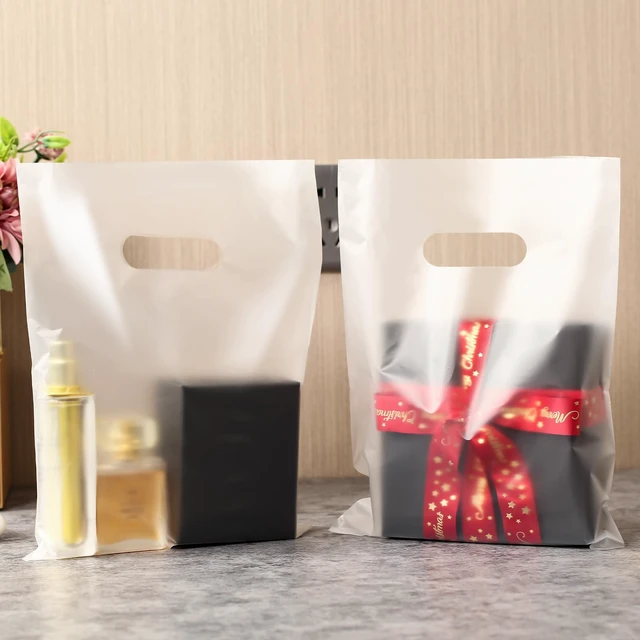 Alt view image 5 of 7 - 100 Pack Clear Plastic Bags, 9"x12" Merchandise Bags With Die Cut Handles | Plastic Bags With Handles For Retail, Small Business, Boutique Stores, Gifts