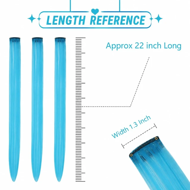 Alt view image 3 of 5 - Teal Blue Hair Extensions Clip in 10 Pieces Synthetic Hairpieces