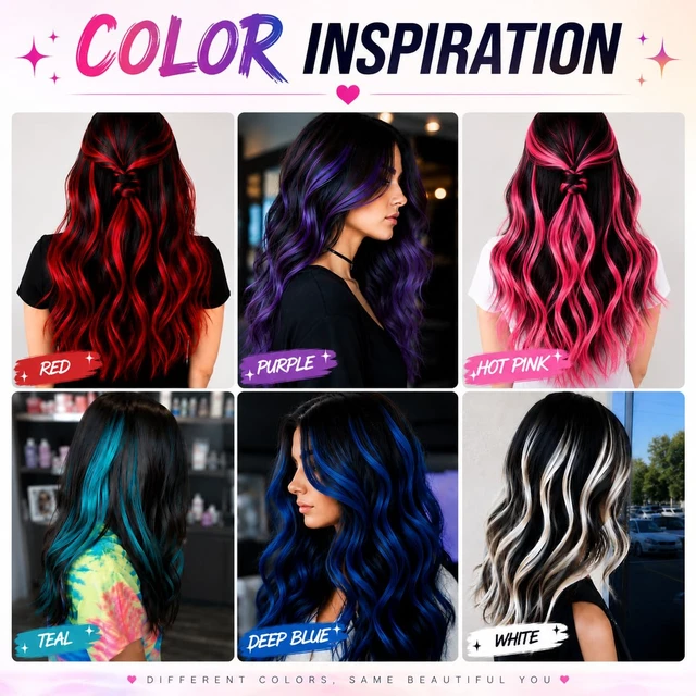 Alt view image 5 of 5 - Teal Blue Hair Extensions Clip in 10 Pieces Synthetic Hairpieces