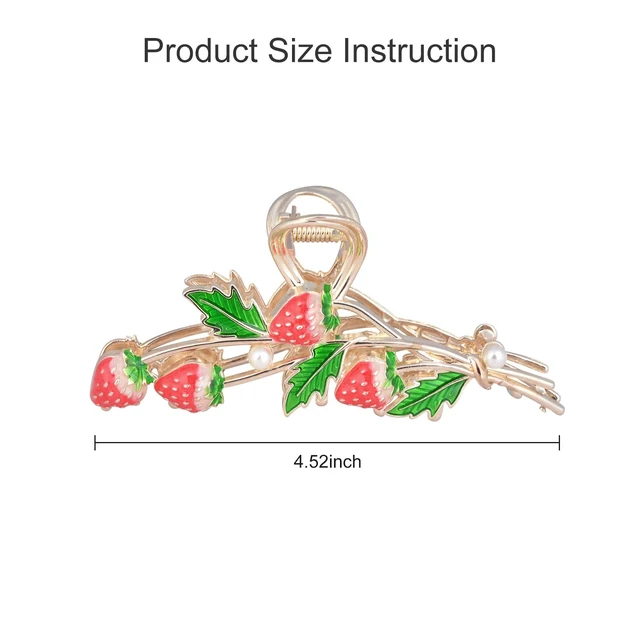 Alt view image 6 of 7 - Hair Clip 2Pcs Cute Strawberry Metal Hair Claw Strong Non Slip Hold Hair Jaw Pink Acetate Hair Clips Accessories for Women and Teens Fashion Hair Supplies