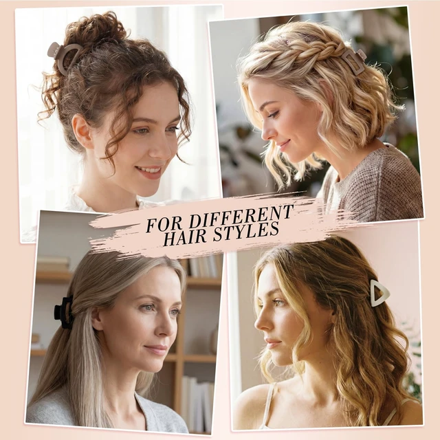 Alt view image 5 of 7 - 12Pcs 1.6-In Small Hair Claw Clips for Women Girl Thin Short Half-up | Matte Black Brown Beige, 4 Styles Plastic Cute Barrettes Hairpins Accessories Gifts