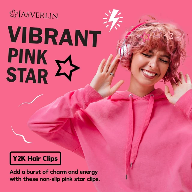 Alt view image 3 of 7 - Pink Star Snap Hair Clips, Y2K Pink Hair Accessories, 36 Pcs | Glitter Metal Barrettes in Assorted Sizes for Fine or Thick Hair, Cute Kawaii Style for Concerts, Parties and Daily Looks