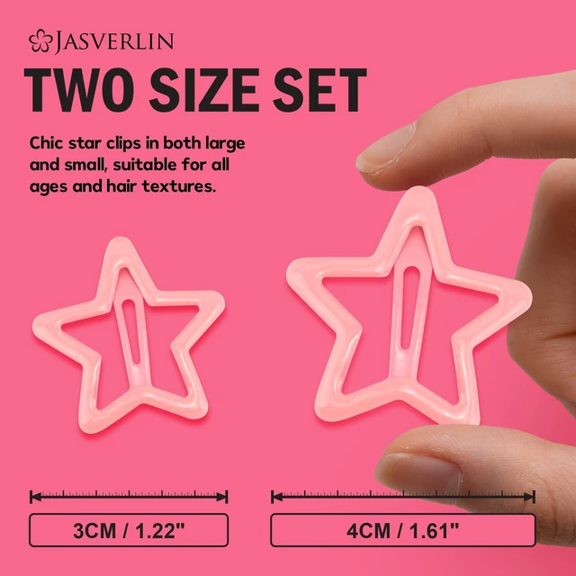 Alt view image 2 of 7 - Pink Star Snap Hair Clips, Y2K Pink Hair Accessories, 36 Pcs | Glitter Metal Barrettes in Assorted Sizes for Fine or Thick Hair, Cute Kawaii Style for Concerts, Parties and Daily Looks