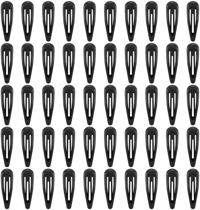 Main image of Glossy Black Snap Hair Clips, 50 PCS Hair Barrettes for Women | Classic black hair clips for daily styling and minimalist accessories, 2 inch