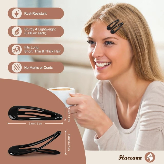 Alt view image 3 of 7 - Glossy Black Snap Hair Clips, 50 PCS Hair Barrettes for Women | Classic black hair clips for daily styling and minimalist accessories, 2 inch
