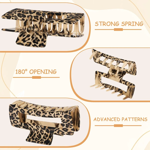 Alt view image 3 of 7 - 4 Pcs Hair Clips 4.1 Inch Claw Clips Leopard Hair Accessories