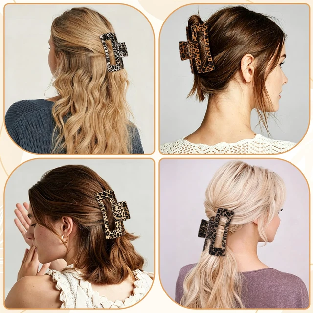 Alt view image 5 of 7 - 4 Pcs Hair Clips 4.1 Inch Claw Clips Leopard Hair Accessories