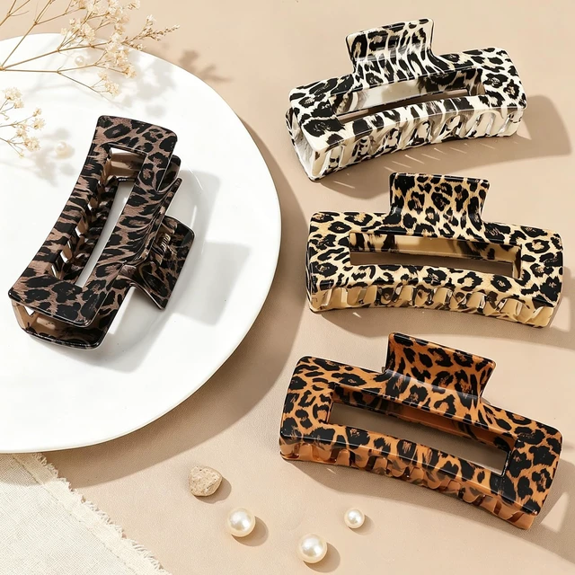 Alt view image 7 of 7 - 4 Pcs Hair Clips 4.1 Inch Claw Clips Leopard Hair Accessories