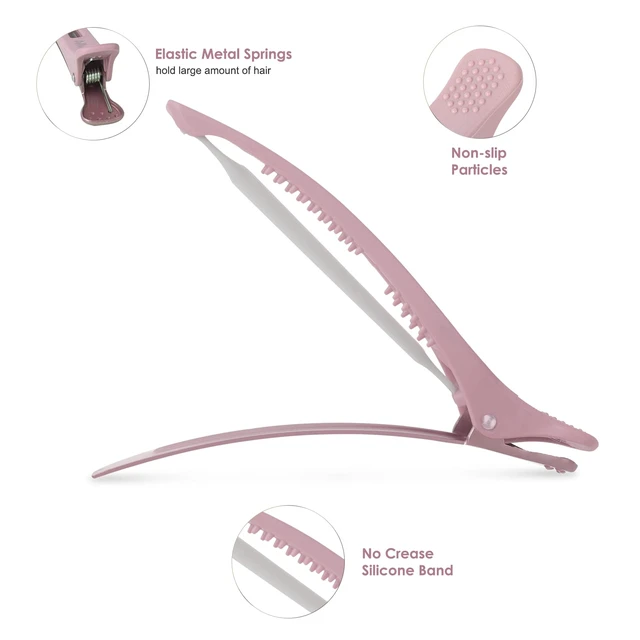 Alt view image 3 of 7 - Morandi Hair Clips for Styling Sectioning, Duck Bill Clips for Women | Clips for Roller & Hair Cutting, 4.3" Long Hair Clips for Thin Thick Hair, Salon & Home Clips w/ No-Crease Silicone Band, 6pc