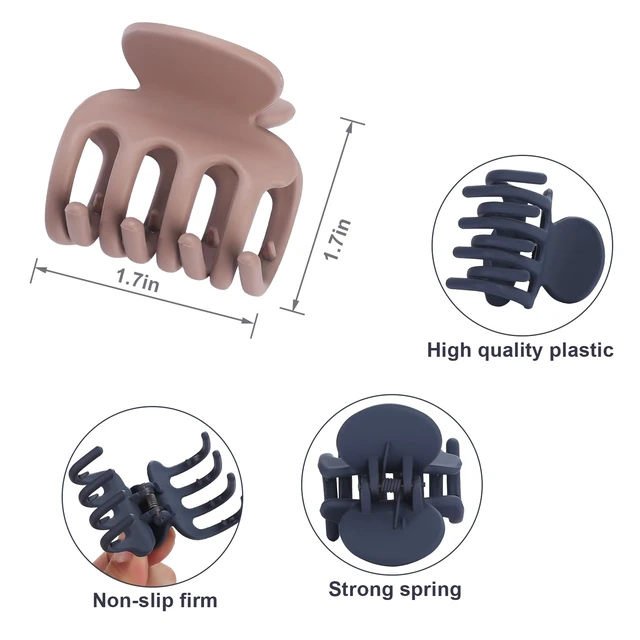 Alt view image 3 of 7 - 6 Pcs Hair Clips Small Claw Clips for Thin Hair Medium Matte Non-slip Hair Accessories for Women and Girls (Brown Grey)