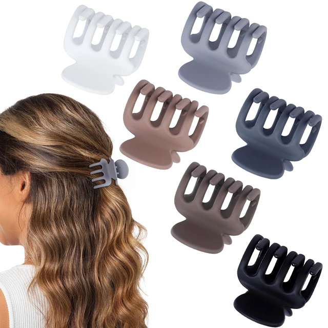 Alt view image 7 of 7 - 6 Pcs Hair Clips Small Claw Clips for Thin Hair Medium Matte Non-slip Hair Accessories for Women and Girls (Brown Grey)