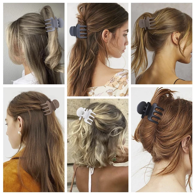 Alt view image 6 of 7 - 6 Pcs Hair Clips Small Claw Clips for Thin Hair Medium Matte Non-slip Hair Accessories for Women and Girls (Brown Grey)