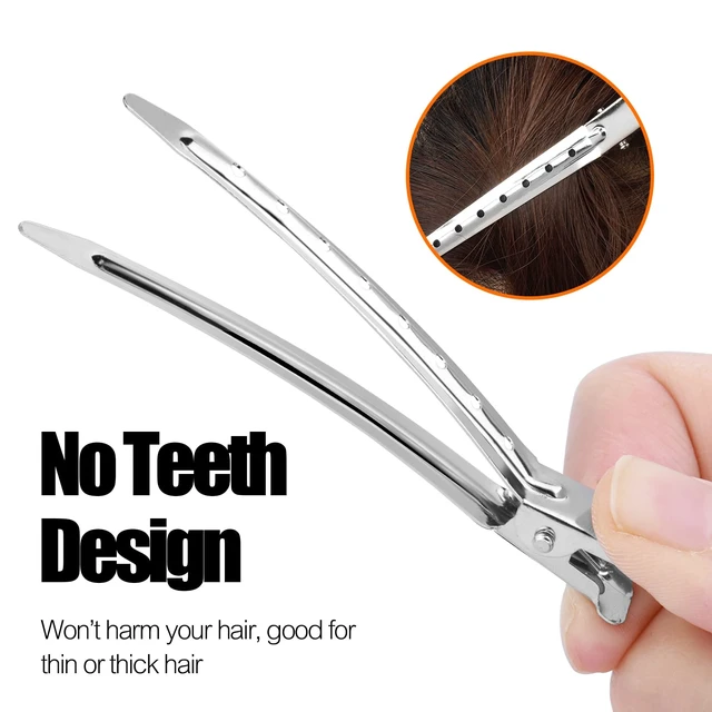 Alt view image 4 of 7 - Duck Billed Clips, 30pcs 3.5 Inch Metal Alligator Curl Hair Clips with Holes for Styling, Coloring, Thick Hair Rollers, Salon Use, Silver