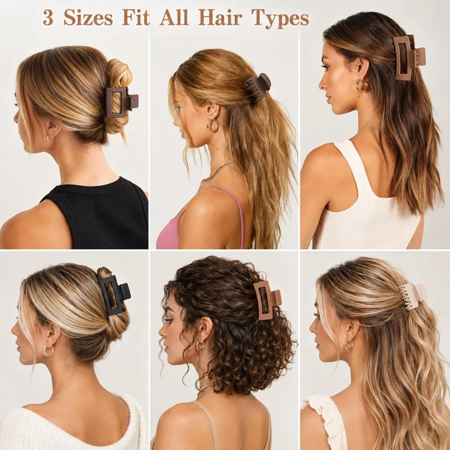 Alt view image 4 of 7 - Hair Clips for Women 3 Styles Small Medium Large Claw Clips for Thin Thick Hair, Strong Hold Non-Slip Matte Hair Accessories