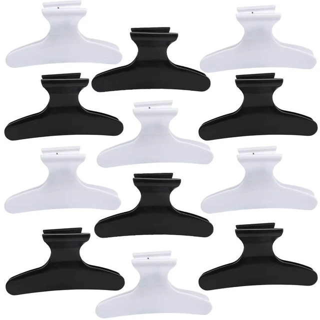 Main image of Hair Clips for Styling Sectioning 12 Pack Black White Butterfly Clamps Hair Claw Clips Pro Salon Hair Clips for Styling, Sectioning, Cutting and Coloring