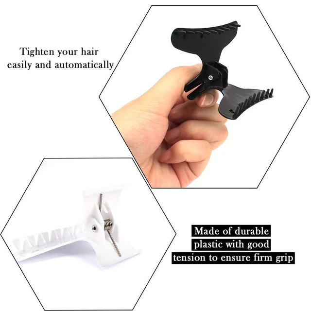 Alt view image 4 of 7 - Hair Clips for Styling Sectioning 12 Pack Black White Butterfly Clamps Hair Claw Clips Pro Salon Hair Clips for Styling, Sectioning, Cutting and Coloring