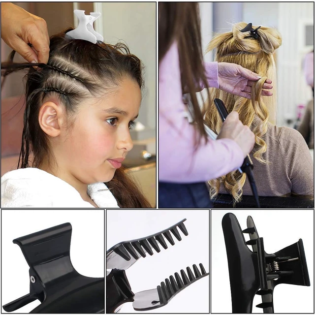 Alt view image 6 of 7 - Hair Clips for Styling Sectioning 12 Pack Black White Butterfly Clamps Hair Claw Clips Pro Salon Hair Clips for Styling, Sectioning, Cutting and Coloring