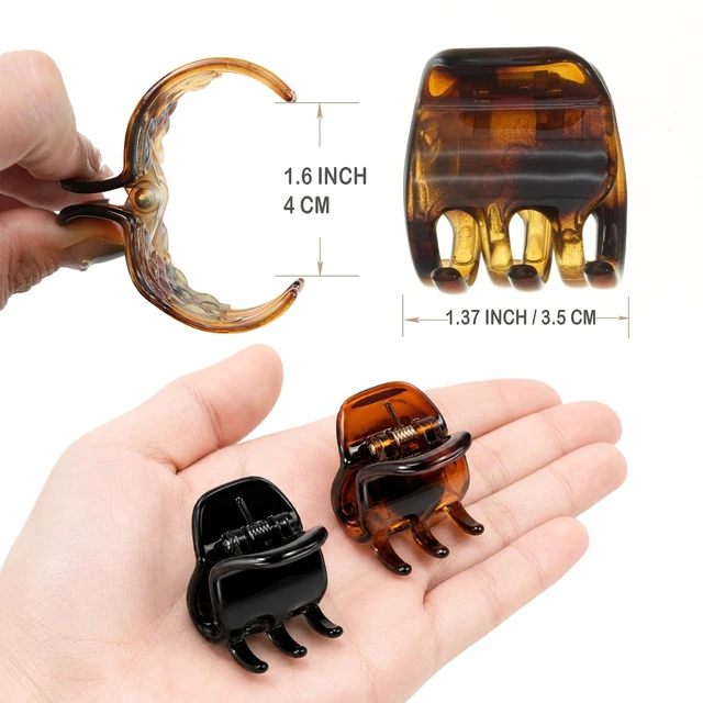 Alt view image 4 of 7 - Medium Claw Clips for Women - 4 Pack Hair Jaw Clips, 1.37 Inch Nonslip Hair Accessories for Easy Updo, Makeup & Face Washing, Black and Brown Plastic Hair Claws for All Hair Types