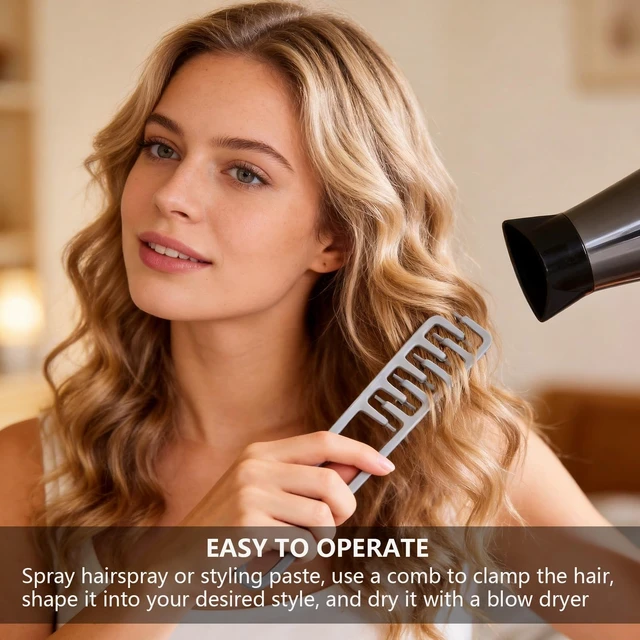 Alt view image 2 of 7 - 2 Pcs Texture Comb, Wide Tooth Volumizing Hair Comb, Anti-Frizz Root Lifter | for Fluffy Volume & Fringe Parting, Creates Natural Waves & Bangs, Daily Grooming Comb For Men Women All Hair.
