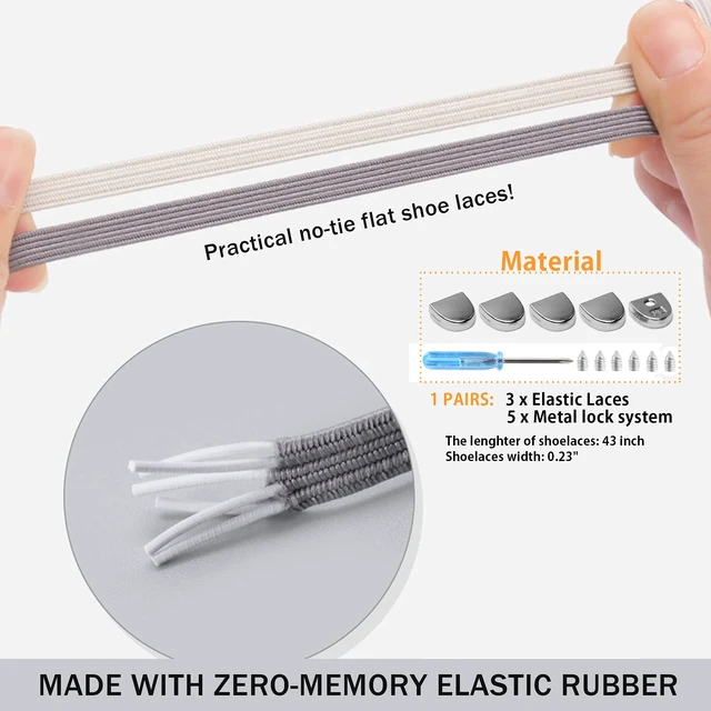 Alt view image 4 of 6 - laces with Elastic LacesElastic Shoelaces for Adults and Kids Silver