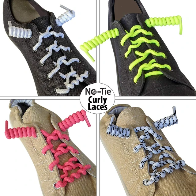 Alt view image 2 of 6 - No Tie Shoe Laces for Kids and Adults - Elastic Curly Shoelaces for Sneakers - Black - 1 Pair