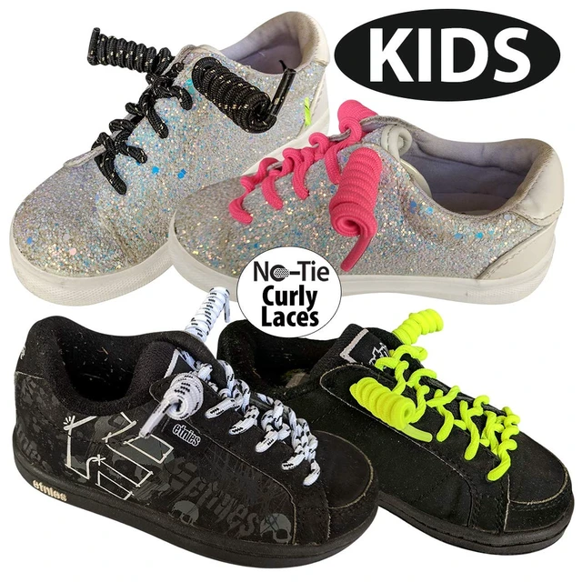 Alt view image 3 of 6 - No Tie Shoe Laces for Kids and Adults - Elastic Curly Shoelaces for Sneakers - Black - 1 Pair