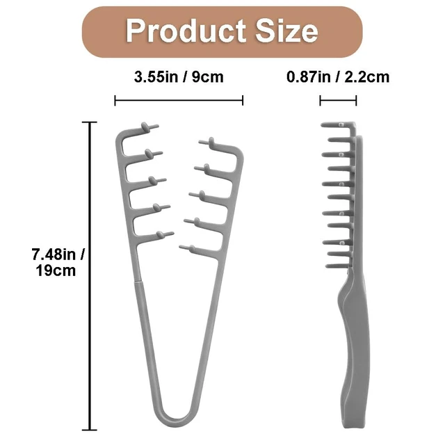 Alt view image 2 of 6 - Texture Comb - Wide & Fine-Tooth Volumizing Hair Styling Tool, Anti-Frizz Fluffy Hairbrush for Men & Women, Suitable for All Hair Types (Black + Gray)