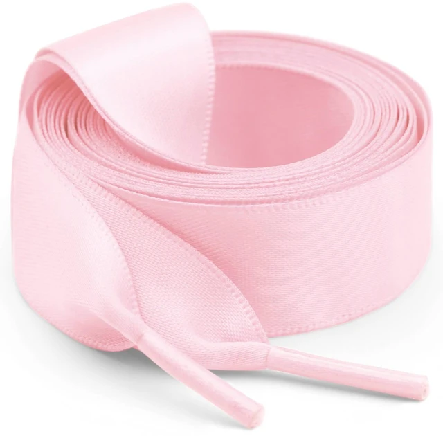 Main image of Flat Satin Ribbon Shoelaces: 2 Pairs 27 Inch Pink Silk Shoe Laces | 2CM Wide, Soft Satin Material, Wedding Sneaker Laces, for Women Girls