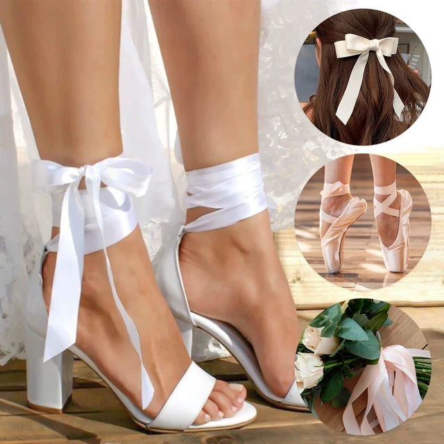 Alt view image 4 of 7 - Flat Satin Ribbon Shoelaces: 2 Pairs 27 Inch Pink Silk Shoe Laces | 2CM Wide, Soft Satin Material, Wedding Sneaker Laces, for Women Girls