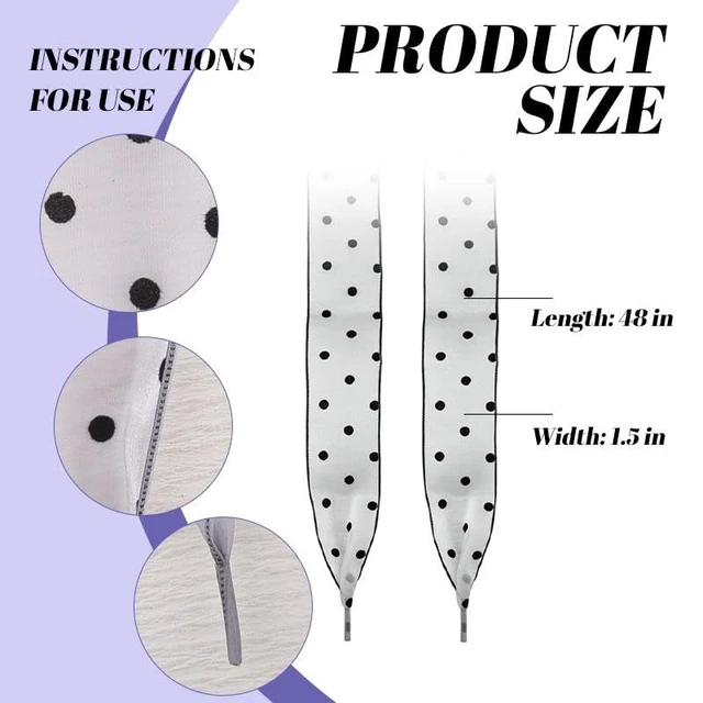 Alt view image 2 of 7 - Dot Ribbon Shoe Laces for Women Girls Sneaker Tennis Shoes Ribbon Laces for Sneakers Shoestrings for Women Girls Black And White Polka Dot Patterned Shoelaces for Sneakers Boots Lace Shoestrings