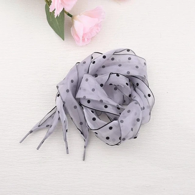 Alt view image 6 of 7 - Dot Ribbon Shoe Laces for Women Girls Sneaker Tennis Shoes Ribbon Laces for Sneakers Shoestrings for Women Girls Black And White Polka Dot Patterned Shoelaces for Sneakers Boots Lace Shoestrings