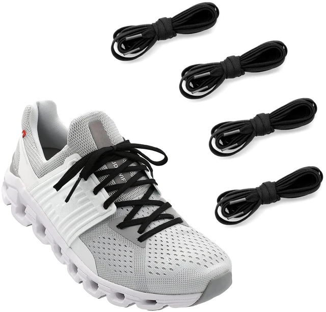 Main image of 2 Pairs 1/4"(6mm) Flat Thin Shoe Laces for On Cloud, Black, 47in | Polyester, Athletic Shoelaces Shoe Strings Replacement Laces for Running Sneakers
