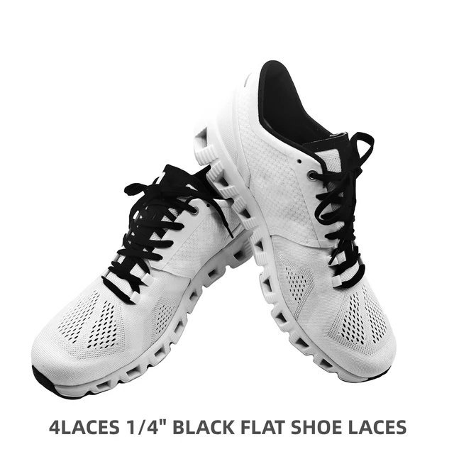 Alt view image 2 of 7 - 2 Pairs 1/4"(6mm) Flat Thin Shoe Laces for On Cloud, Black, 47in | Polyester, Athletic Shoelaces Shoe Strings Replacement Laces for Running Sneakers