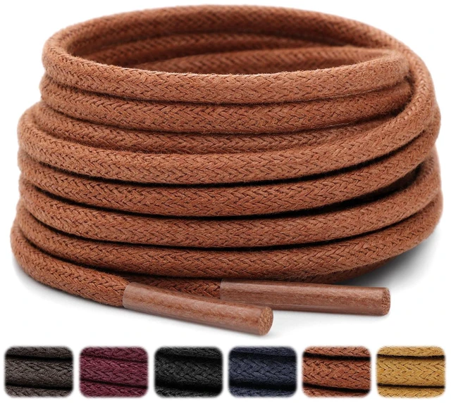 Main image of 2 Pair 1/8" Waxed Round Shoe Laces for Oxford Dress Shoes Brown-86 | 2 Pair, Firm cotton weave, clean matte finish, better knot hold from the waxed surface, 7 lengths and 11 colors